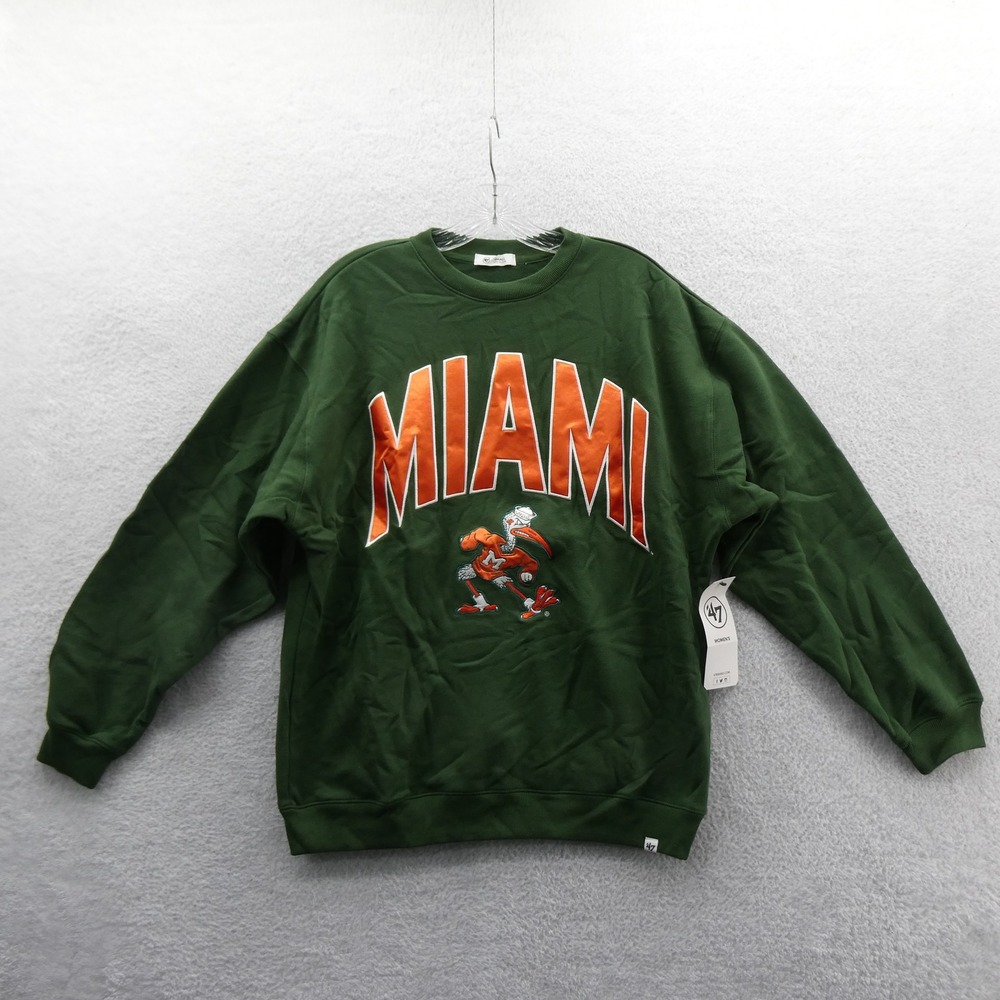 47 Sweatshirt Women Small Miami Hurricanes Green Sebastian Ibis Mascot Fleece